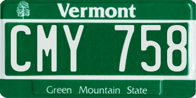 VT license plate CMY758