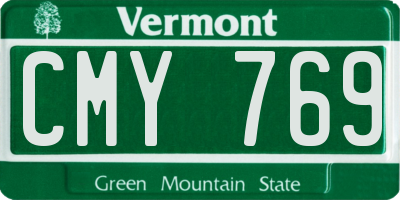 VT license plate CMY769