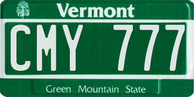 VT license plate CMY777
