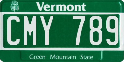 VT license plate CMY789