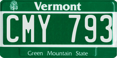VT license plate CMY793