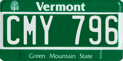 VT license plate CMY796