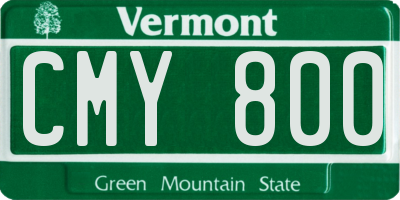 VT license plate CMY800