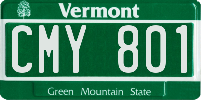 VT license plate CMY801
