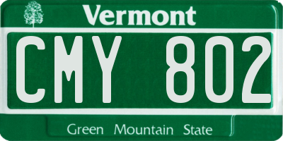VT license plate CMY802