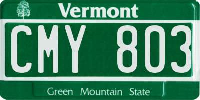 VT license plate CMY803