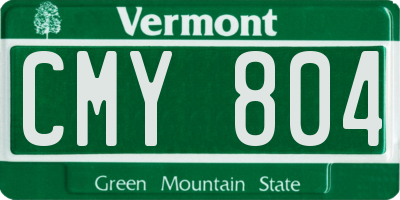 VT license plate CMY804