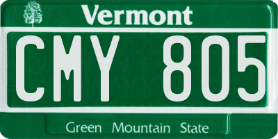 VT license plate CMY805
