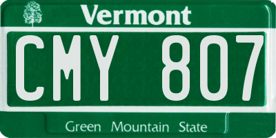 VT license plate CMY807