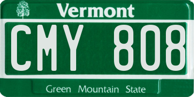 VT license plate CMY808