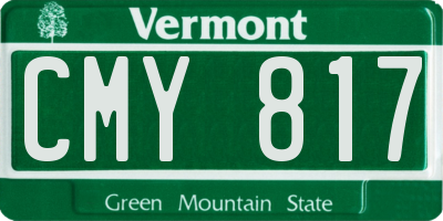 VT license plate CMY817
