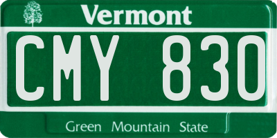 VT license plate CMY830