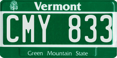 VT license plate CMY833