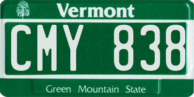 VT license plate CMY838