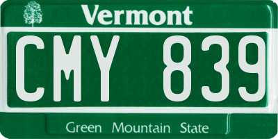 VT license plate CMY839