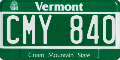 VT license plate CMY840