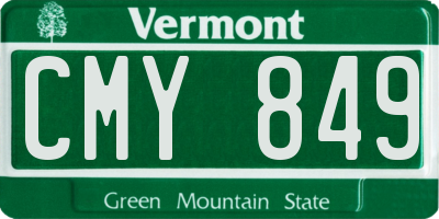 VT license plate CMY849