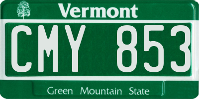 VT license plate CMY853