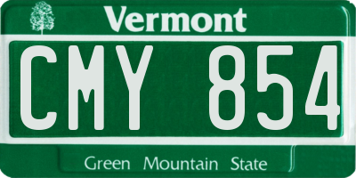 VT license plate CMY854