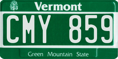 VT license plate CMY859