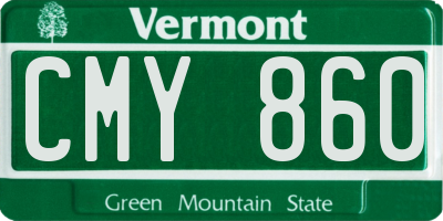 VT license plate CMY860
