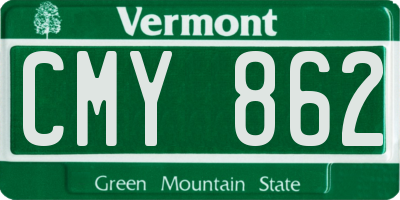 VT license plate CMY862