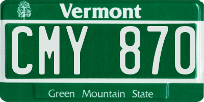 VT license plate CMY870