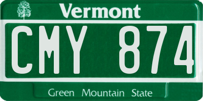 VT license plate CMY874