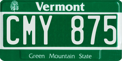 VT license plate CMY875