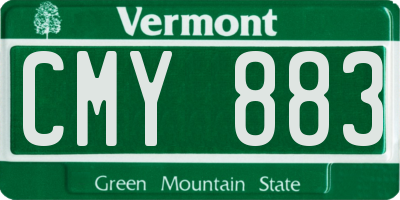 VT license plate CMY883