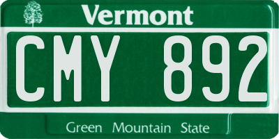 VT license plate CMY892