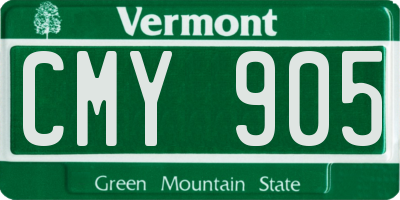 VT license plate CMY905