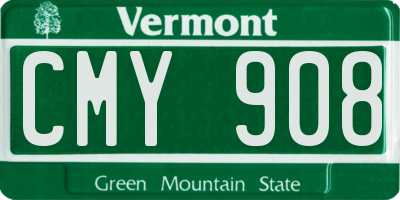 VT license plate CMY908