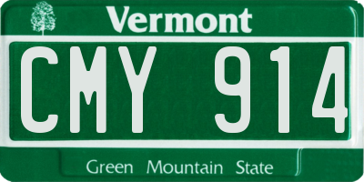 VT license plate CMY914
