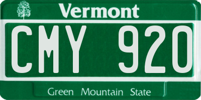 VT license plate CMY920