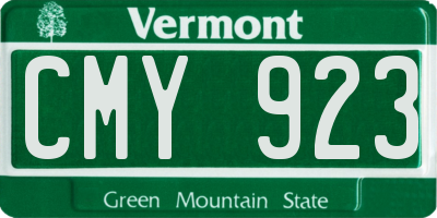 VT license plate CMY923