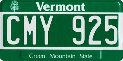 VT license plate CMY925