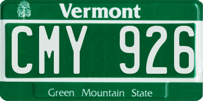 VT license plate CMY926