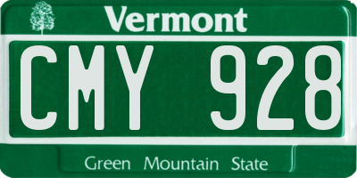 VT license plate CMY928