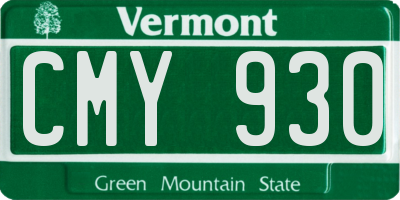 VT license plate CMY930