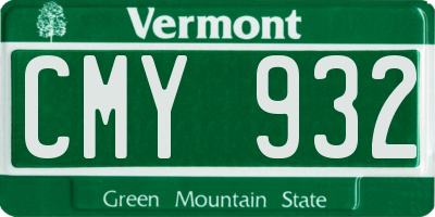 VT license plate CMY932