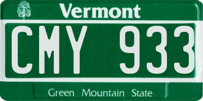 VT license plate CMY933