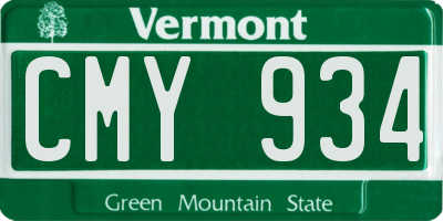 VT license plate CMY934