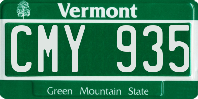 VT license plate CMY935
