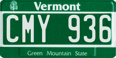 VT license plate CMY936