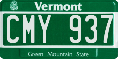 VT license plate CMY937