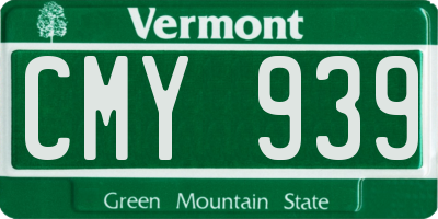 VT license plate CMY939