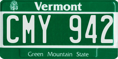 VT license plate CMY942