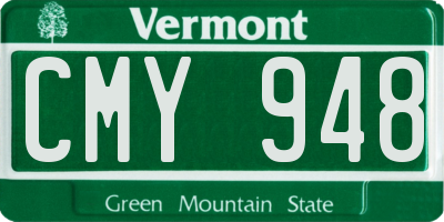 VT license plate CMY948