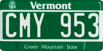 VT license plate CMY953